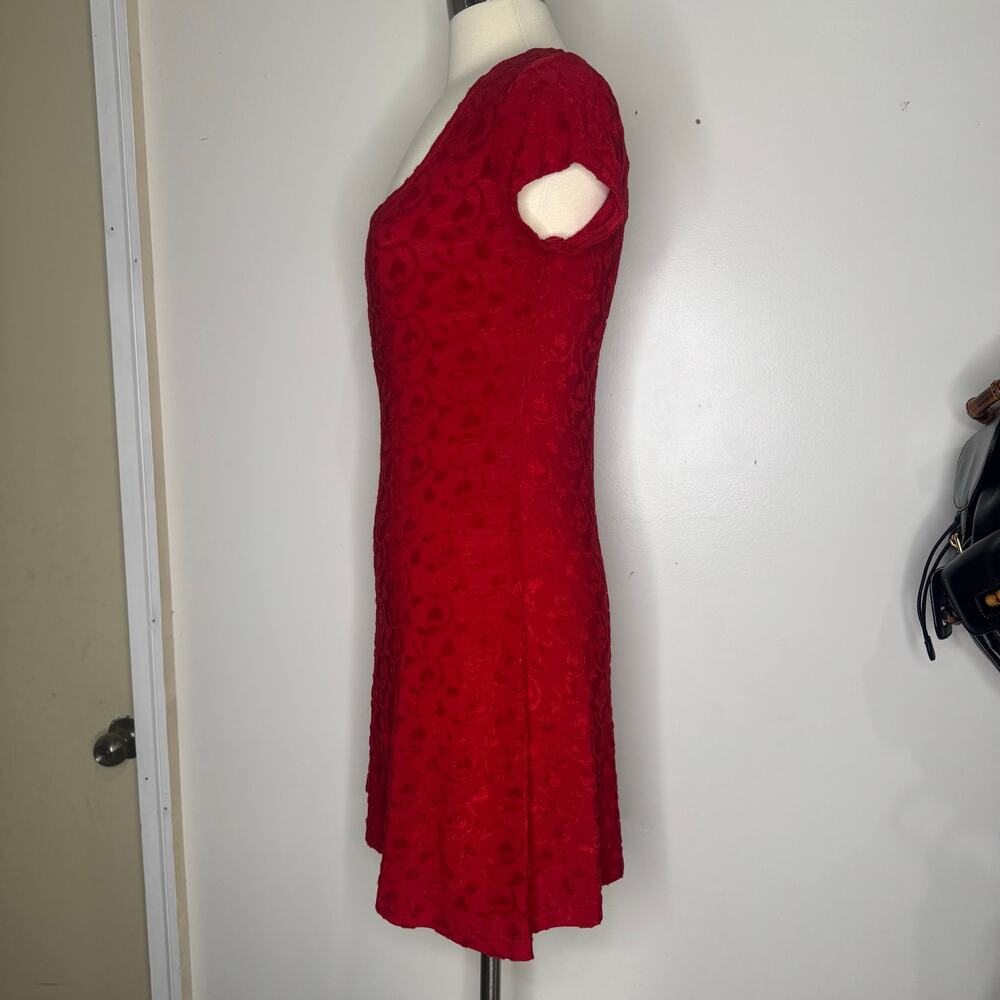 VINTAGE | ALL THAT JAZZ Hearts Babydoll Grunge Cherry Red Mini Dress - Picture 7 of 7